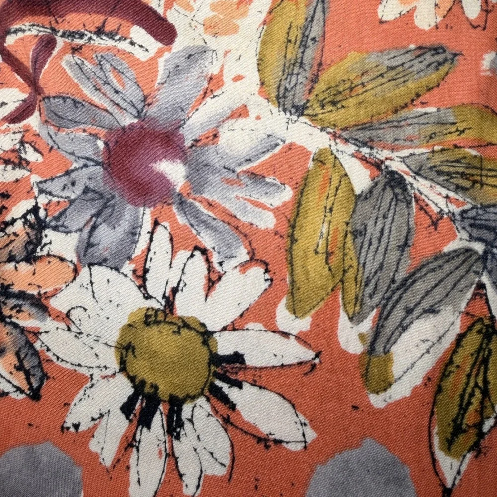 VTG Banana Republic Hawaiian Shirt Mens M Peach Cotton Tropic Daisy Miami Pastel
